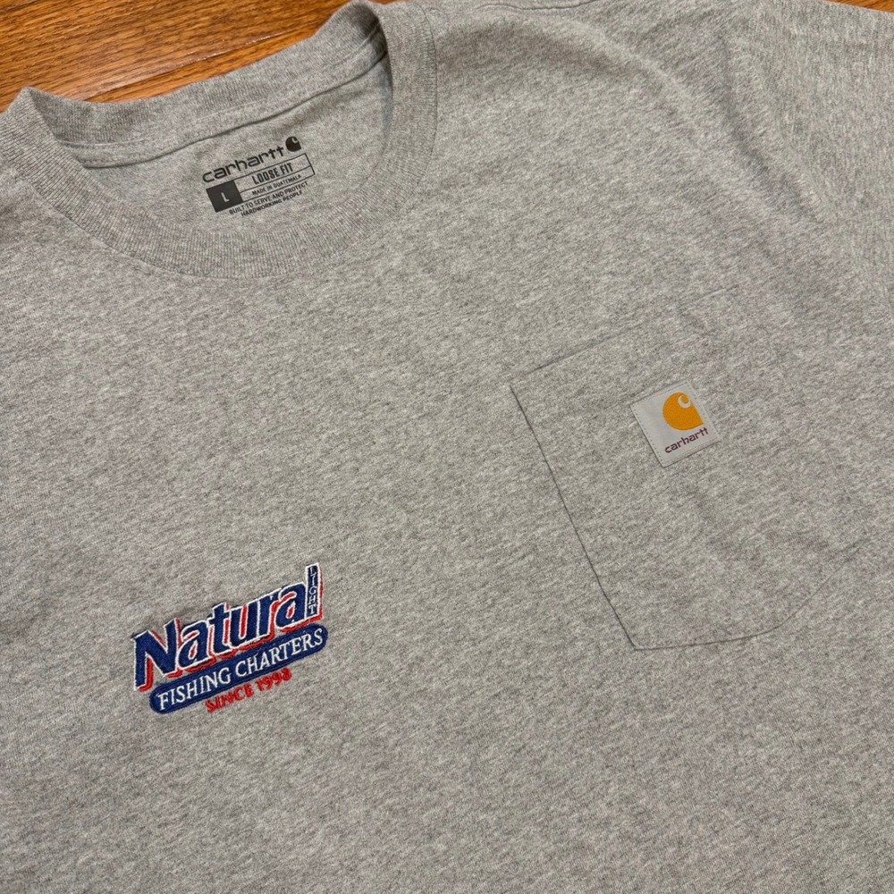 Carhartt K87 Pocket Tee Shirt Mens Large Natural Light Beer Fishing Charters